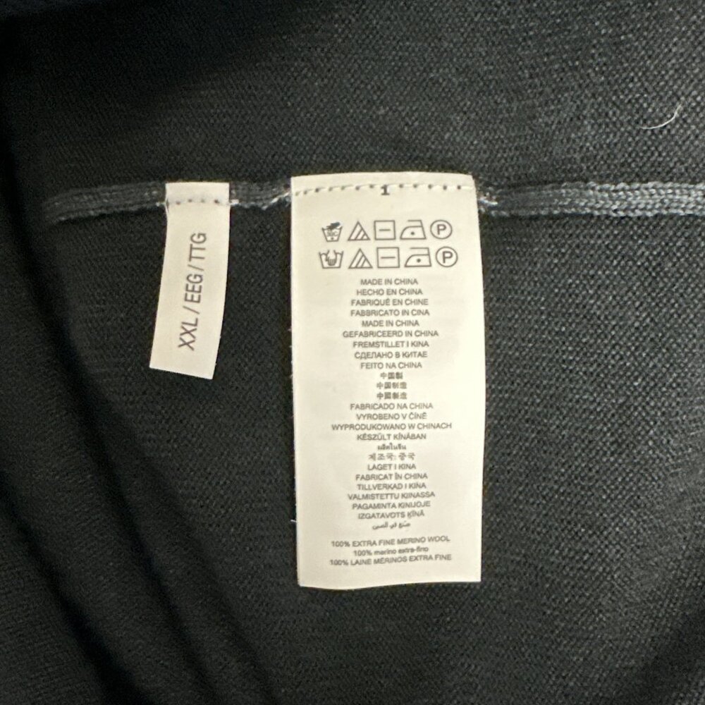 Michael Kors Men’s XXL Sweater Half Zip Washed Black 100% Extrafine Merino Wool - Picture 10 of 10